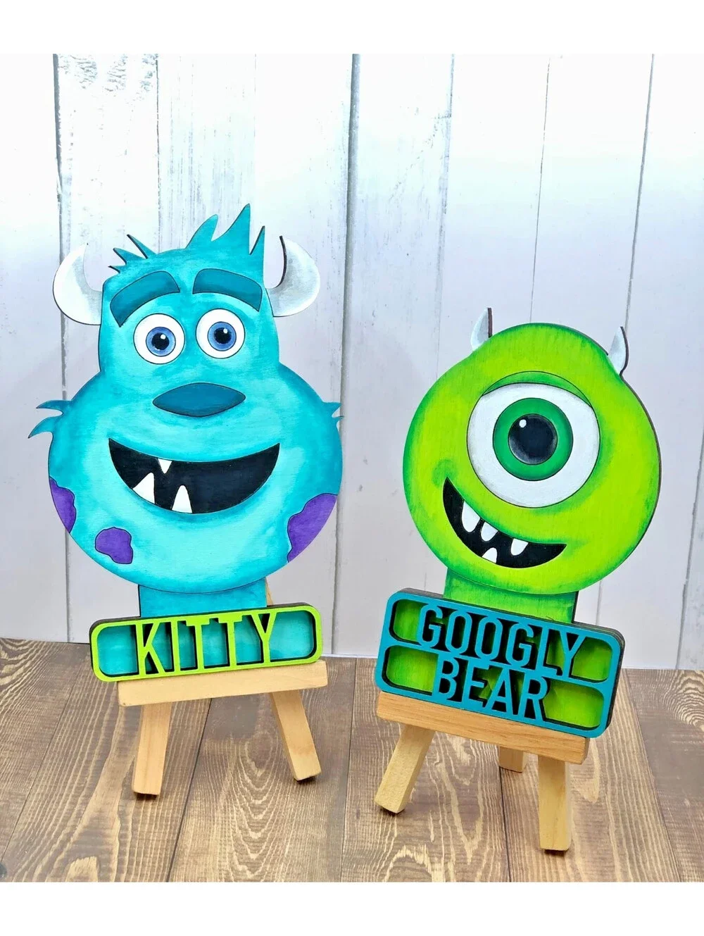 lot of 6 Pcs Monsters Inc Tiered Tray Decor Set Wooden Signs - hand painted OOAK